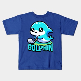 Golphin! Cute Golfing Dolphin Pun Kids T-Shirt